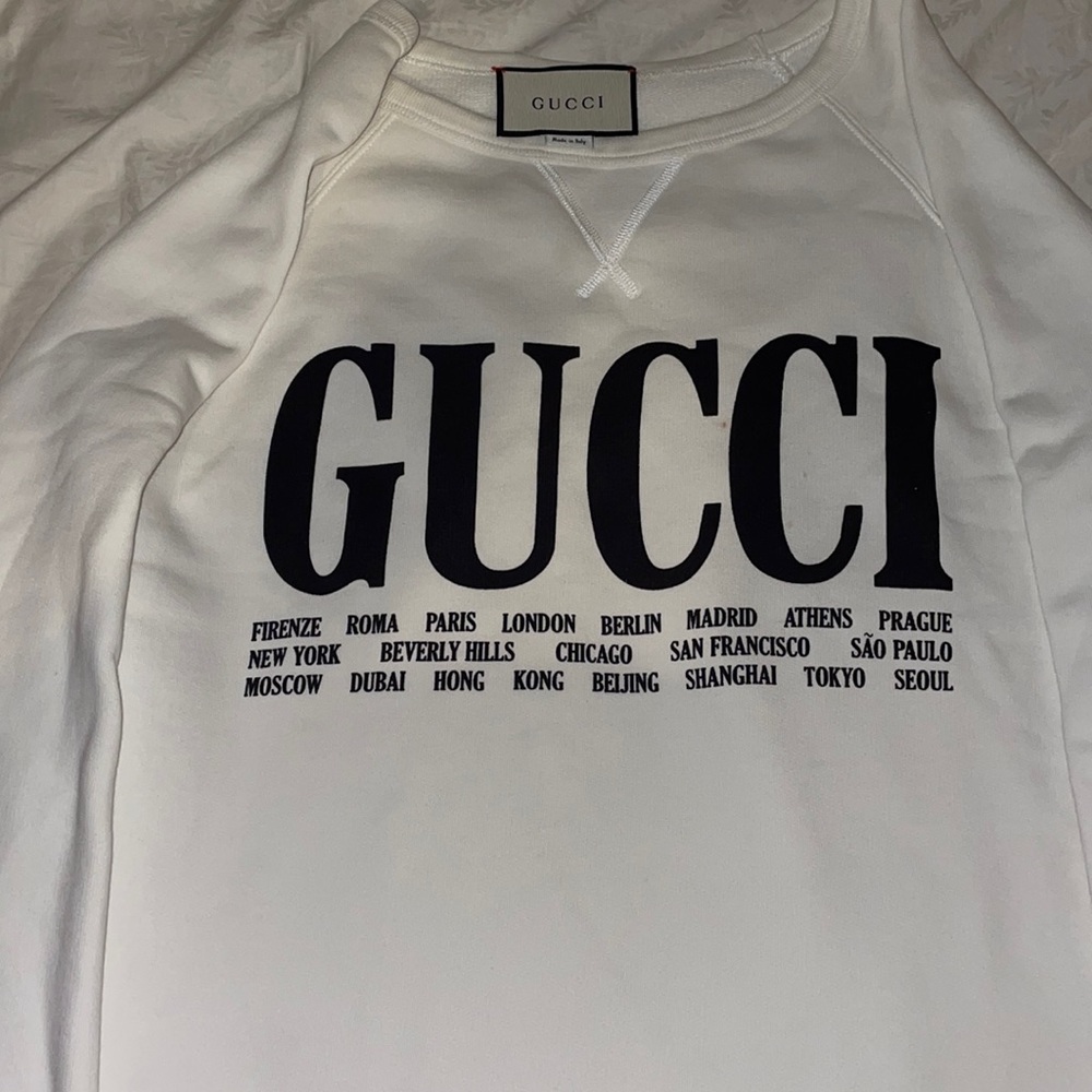 Gucci Men's White Cities Cotton Sweatshirt